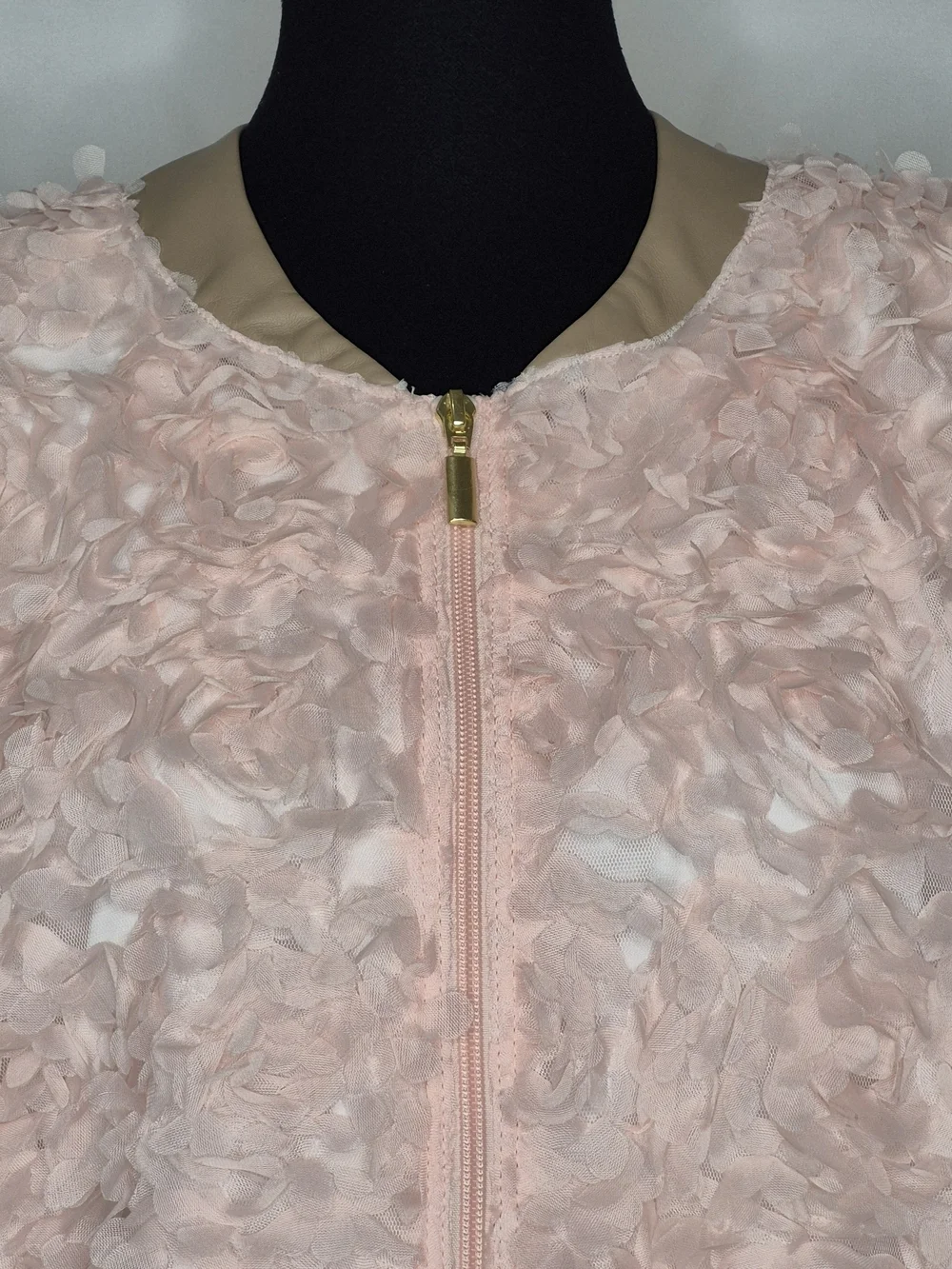 Fierce by Mally Rosebud Textured Bomber Jacket w/ Faux Leather Trim - Sz XL